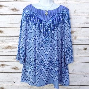Bob Mackie Wearable Art Blue Oversized Tunic Top